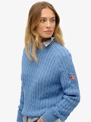 Superdry Blue Slouchy Cable Knit Jumper - Image 3 of 5