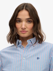 Superdry Blue Slim Oxford Long Sleeve Shirt - Image 4 of 6