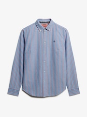 Superdry Blue Slim Oxford Long Sleeve Shirt - Image 5 of 6