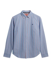Superdry Blue Slim Oxford Long Sleeve Shirt - Image 6 of 6
