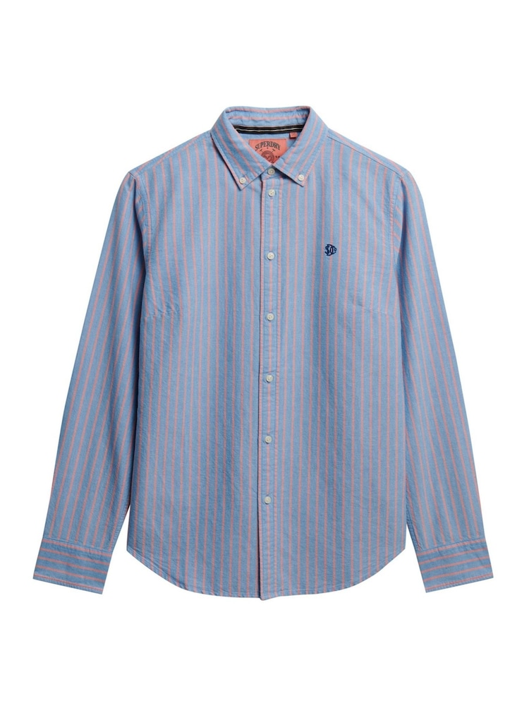 Superdry Blue Slim Oxford Long Sleeve Shirt - Image 6 of 6 Superdry Blue Slim Oxford Long Sleeve Shirt - Image 6 of 6