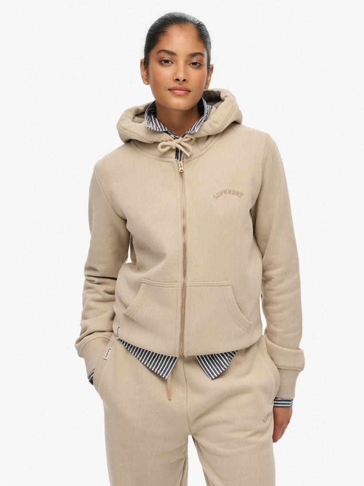 Superdry Brown Essential Logo Zip Hoodie - Image 1 of 5