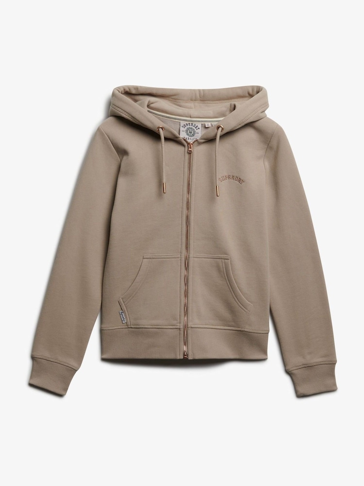 Superdry Brown Essential Logo Zip Hoodie - Image 5 of 5