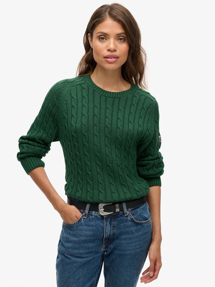 Superdry Green Chunky Rib Roll Neck Os Jumper - Image 1 of 5