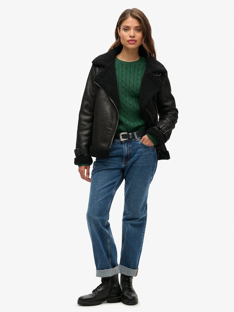 Superdry Green Chunky Rib Roll Neck Os Jumper - Image 2 of 5