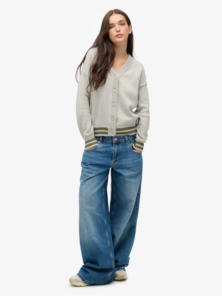 Superdry Grey Slouchy Knitted Cardigan - Image 2 of 5