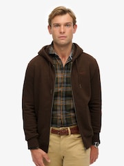 Superdry Brown Essential Logo Slim Fit Zip Hoodie - Image 1 of 7
