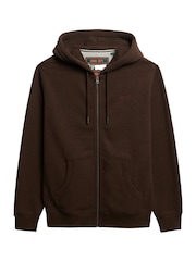 Superdry Brown Essential Logo Slim Fit Zip Hoodie - Image 6 of 7