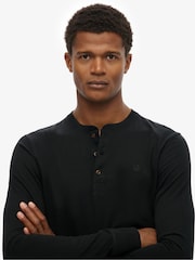Superdry Black Classic Essential Grandad Top - Image 3 of 4