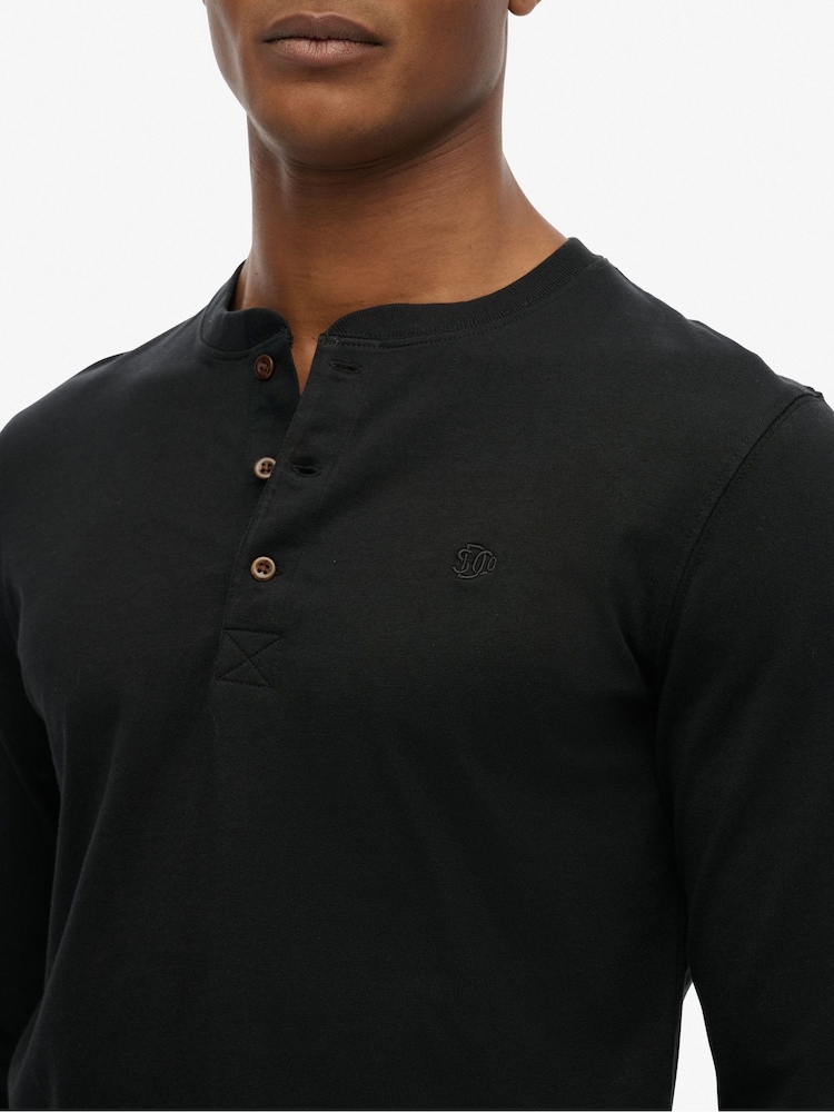Superdry Black Classic Essential Grandad Top - Image 4 of 4 Superdry Black Classic Essential Grandad Top - Image 4 of 4