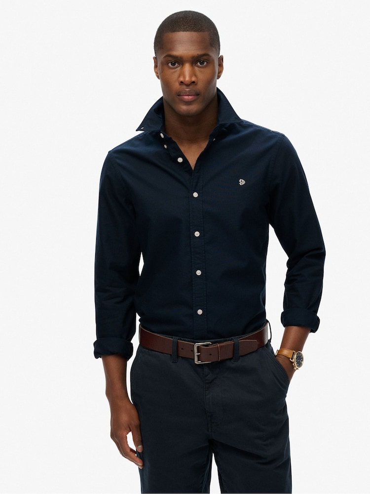 Superdry Eclipse Navy Classic Oxford 100% Cotton Shirt - Image 1 of 6