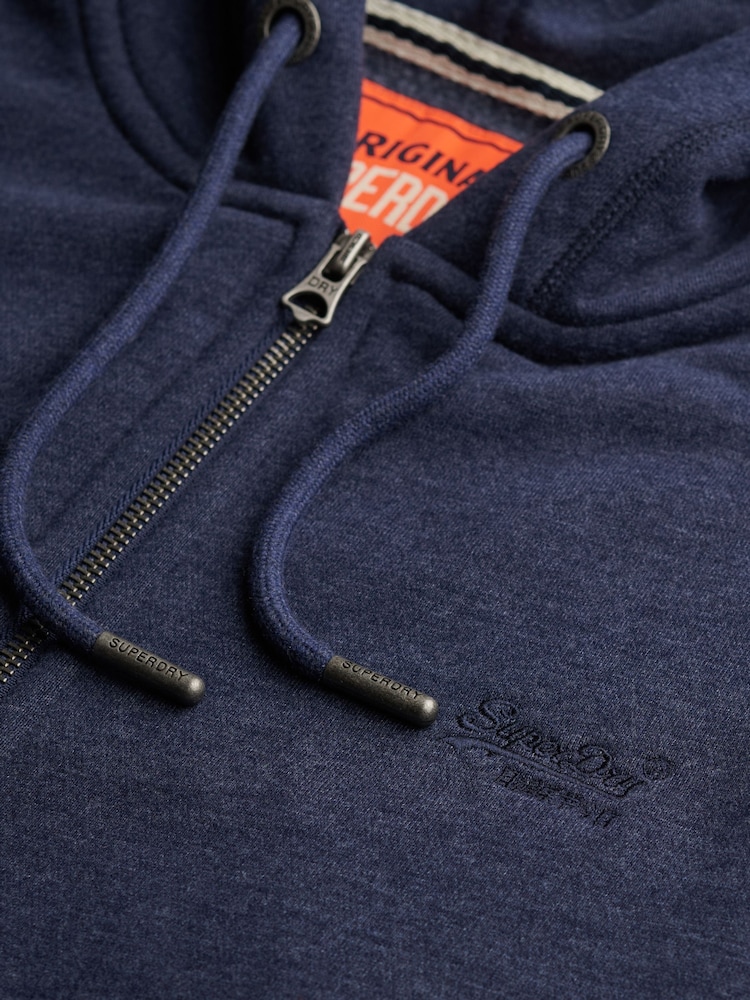 Superdry CHAMBRAY BLUE Essential Logo Slim Fit Zip Hoodie - Image 6 of 6