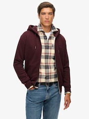 Superdry Red Essential Logo Slim Fit Zip Hoodie - Image 1 of 6