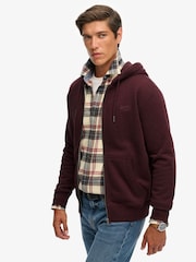 Superdry Red Essential Logo Slim Fit Zip Hoodie - Image 2 of 6