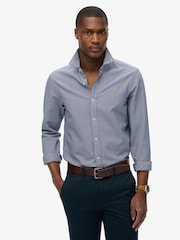 Superdry Ocean Navy Gingham Classic Oxford 100% Cotton Shirt - Image 1 of 5