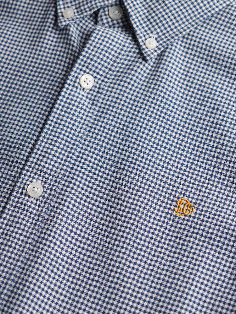Superdry Ocean Navy Gingham Classic Oxford Long Sleeve Shirt - Image 6 of 6 Superdry Ocean Navy Gingham Classic Oxford Long Sleeve Shirt - Image 6 of 6