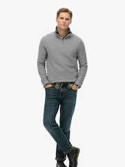 Superdry Grey Cotton Texture Half-Zip Jumper - Image 2 of 5
