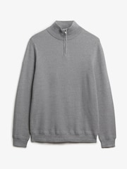 Superdry Grey Cotton Texture Half-Zip Jumper - Image 5 of 5