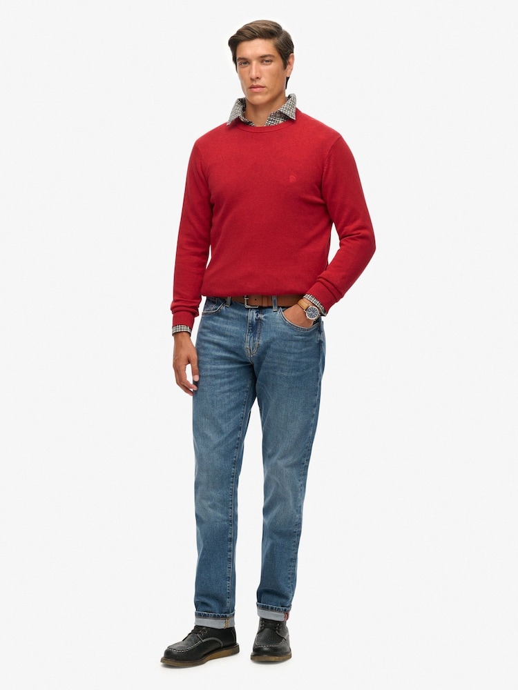 Superdry Red Essentials Cotton Jumper - Image 2 of 5 Superdry Red Essentials Cotton Jumper - Image 2 of 5