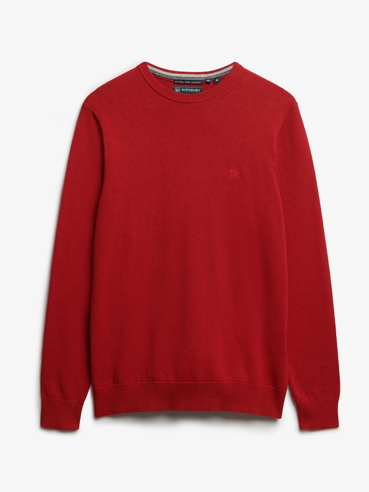 Superdry Red Essentials Cotton Jumper - Image 5 of 5 Superdry Red Essentials Cotton Jumper - Image 5 of 5