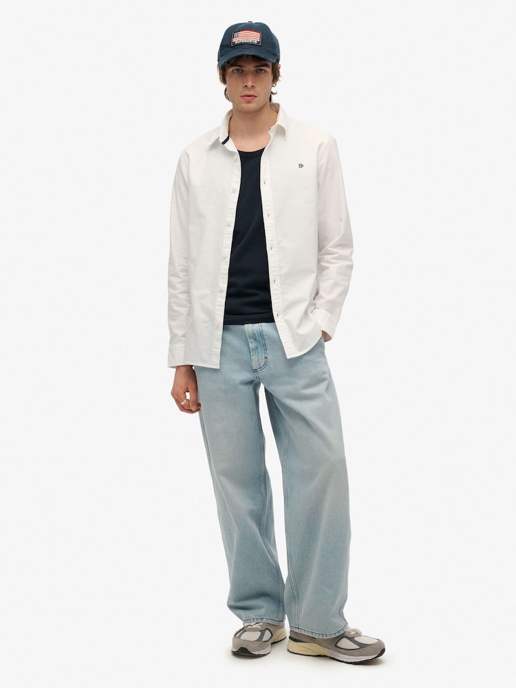 Superdry White Classic Oxford 100% Cotton Shirt - Image 2 of 4