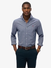 Superdry Ocean Navy Chambray Classic Oxford 100% Cotton Shirt - Image 1 of 5