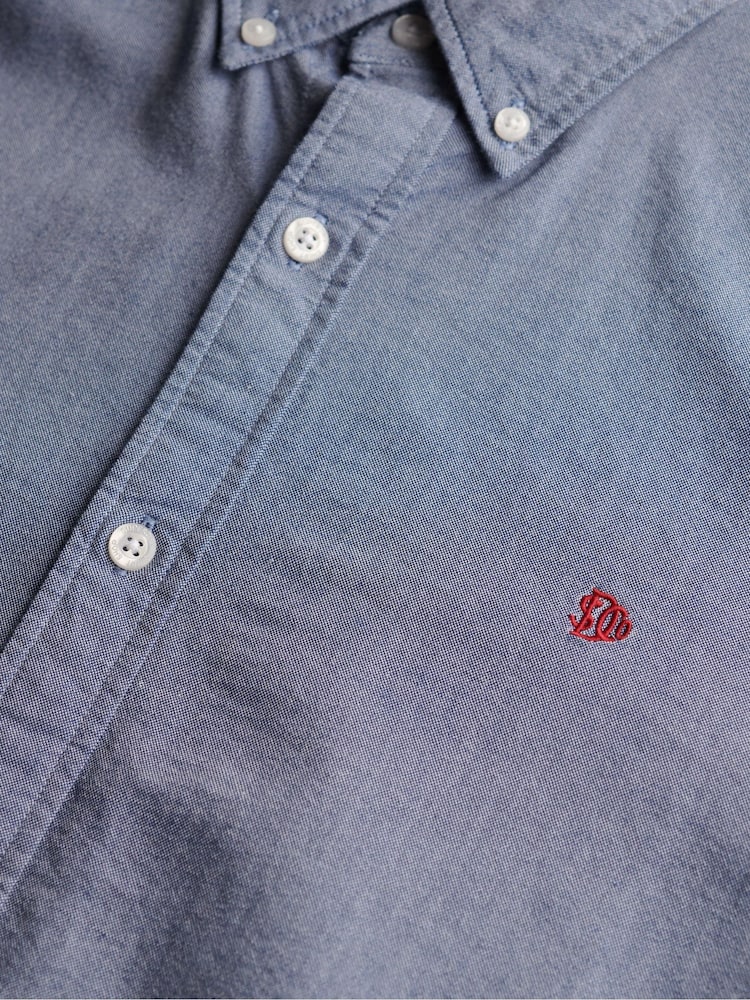 Superdry Ocean Navy Chambray Classic Oxford 100% Cotton Shirt - Image 5 of 5