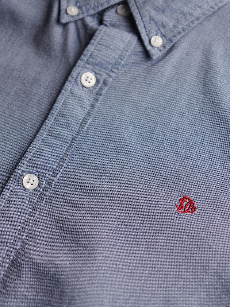 Superdry Ocean Navy Chambray Classic Oxford 100% Cotton Shirt - Image 6 of 6