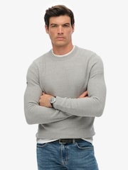 Superdry Grey Light Weight Cotton Texture Jumper - Image 1 of 4