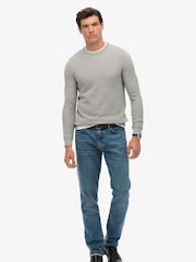 Superdry Grey Light Weight Cotton Texture Jumper - Image 3 of 4