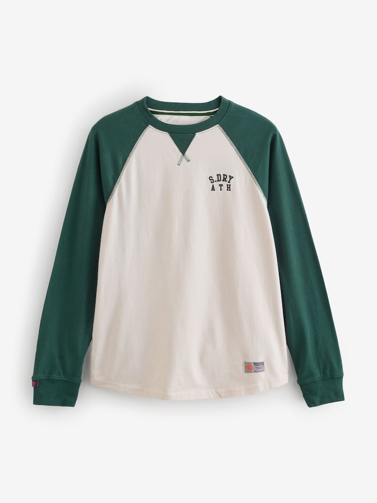 White Sand/Enamel Green - Superdry Vintage Athletic Sweat Top - Imagem 1 de 1