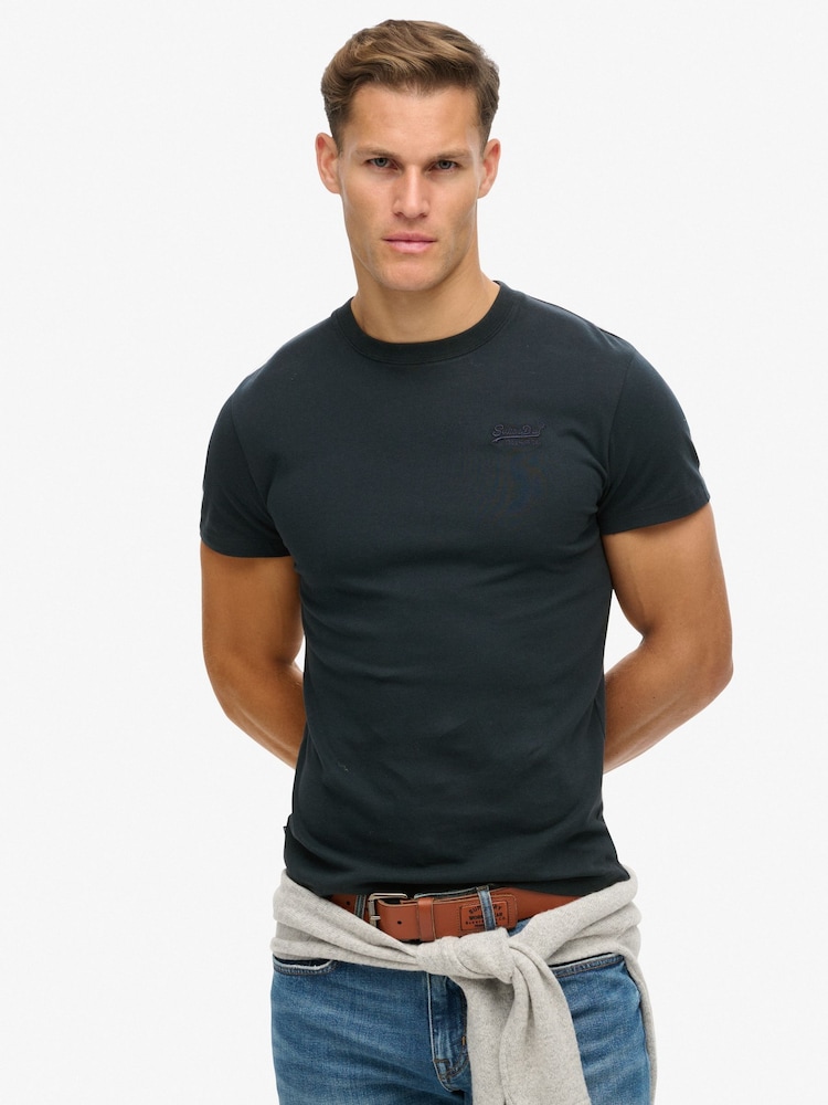 Superdry Bright Blue Essential Logo Embroidery T-Shirt - Image 1 of 7