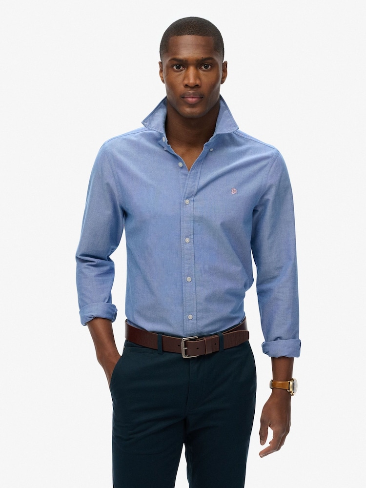Superdry Light Blue Classic Oxford 100% Cotton Shirt - Image 1 of 5