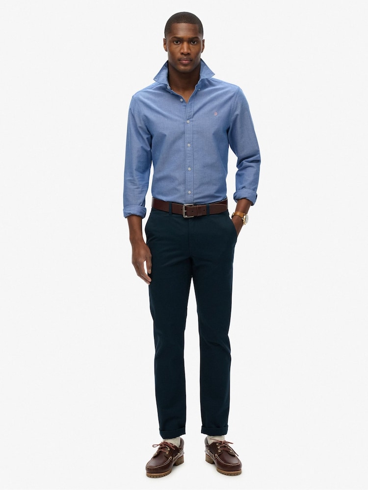 Superdry Light Blue Classic Oxford 100% Cotton Shirt - Image 2 of 5