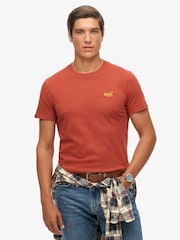 Superdry Russet Red Marl Essential Logo Embroidery T-Shirt - Image 1 of 5