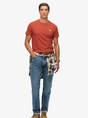 Superdry Russet Red Marl Essential Logo Embroidery T-Shirt - Image 3 of 5