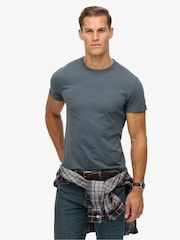 Superdry Greyish Blue Essential Logo Embroidery T-Shirt - Image 1 of 5