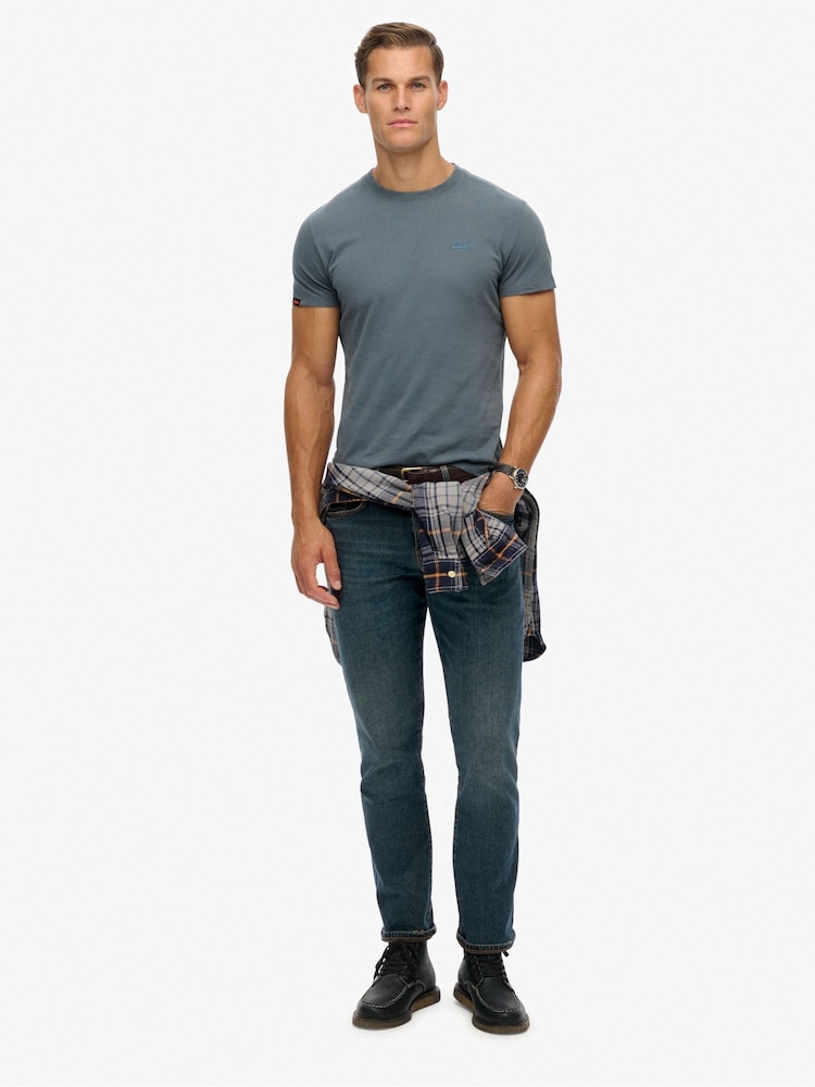 Superdry Greyish Blue Essential Logo Embroidery T-Shirt - Image 2 of 5