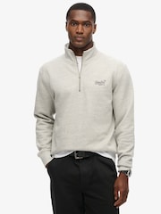 Superdry Grey KNITTED TEXTURE L/S Sweat top - Image 1 of 4
