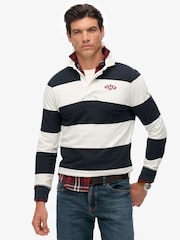 Superdry Blue Vintage Athletic Stripe Rugby Top - Image 1 of 6