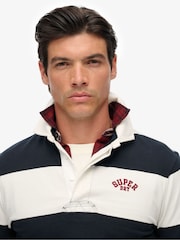 Superdry Blue Vintage Athletic Stripe Rugby Top - Image 3 of 6