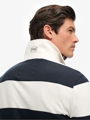 Superdry Blue Vintage Athletic Stripe Rugby Top - Image 4 of 6