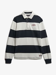 Superdry Blue Vintage Athletic Stripe Rugby Top - Image 5 of 6