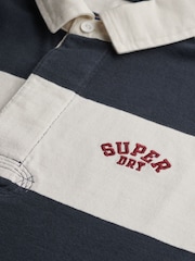 Superdry Blue Vintage Athletic Stripe Rugby Top - Image 6 of 6