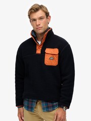 Superdry Blue Fuji Fleece Half Popper Jumper - Image 3 of 7