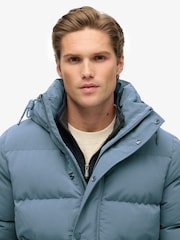 Superdry Light Blue Everest Short Hooded Puffer Coat Jacket - Image 5 of 7