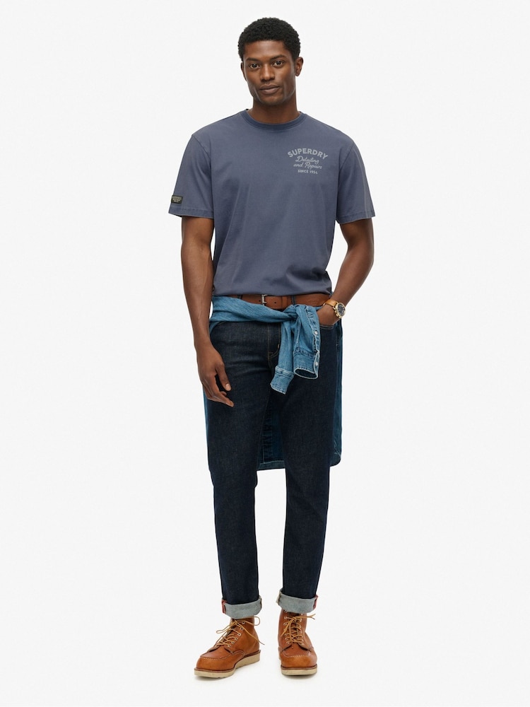 Superdry Blue Trade Tools Oversized T-Shirt - Image 2 of 6 Superdry Blue Trade Tools Oversized T-Shirt - Image 2 of 6
