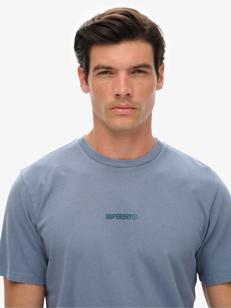 Superdry Blue Micro Logo T-Shirt - Image 2 of 4 Superdry Blue Micro Logo T-Shirt - Image 2 of 4