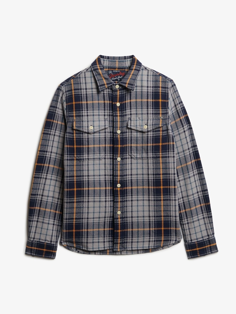 Superdry Blue Merchant Heavy Checked Shirt - Image 5 of 5 Superdry Blue Merchant Heavy Checked Shirt - Image 5 of 5