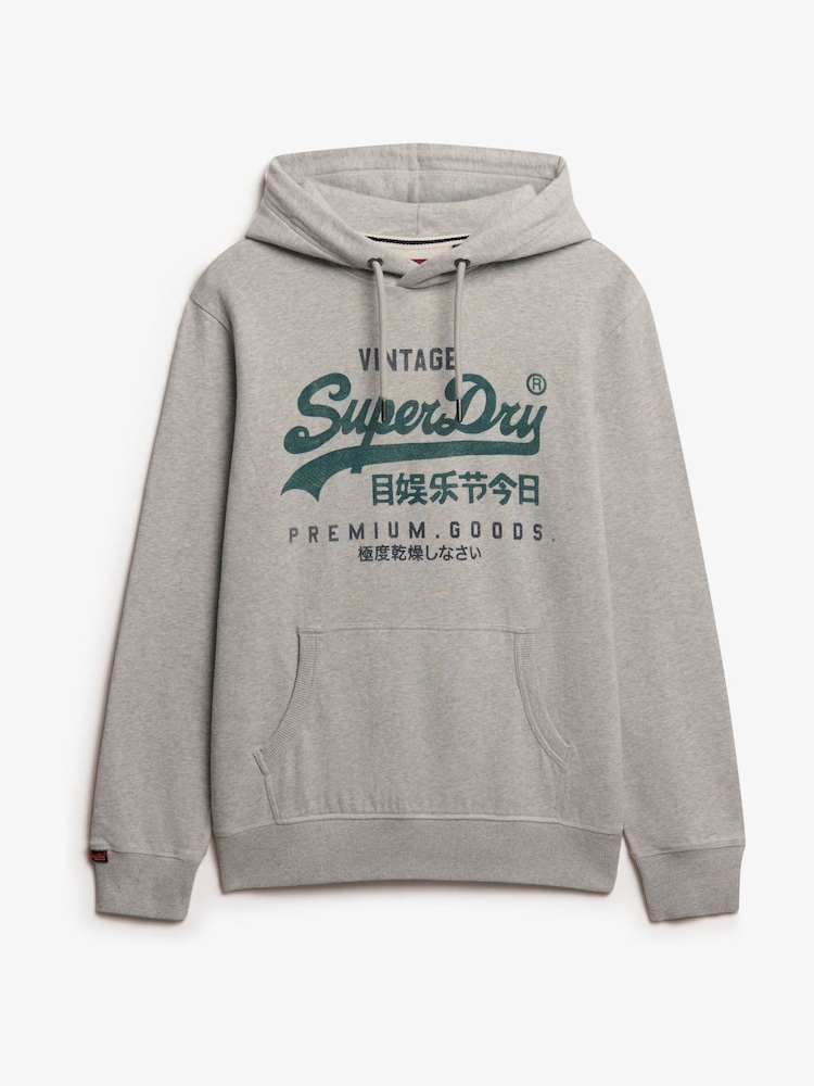 Superdry Grey Vintage Logo Duo Classic Hoodie - Image 1 of 1
